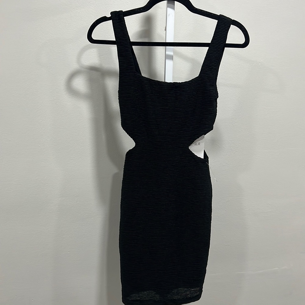 REVOLVE  Rumer Rosa Black Cut Out Square Neck Stretch Mini Dress